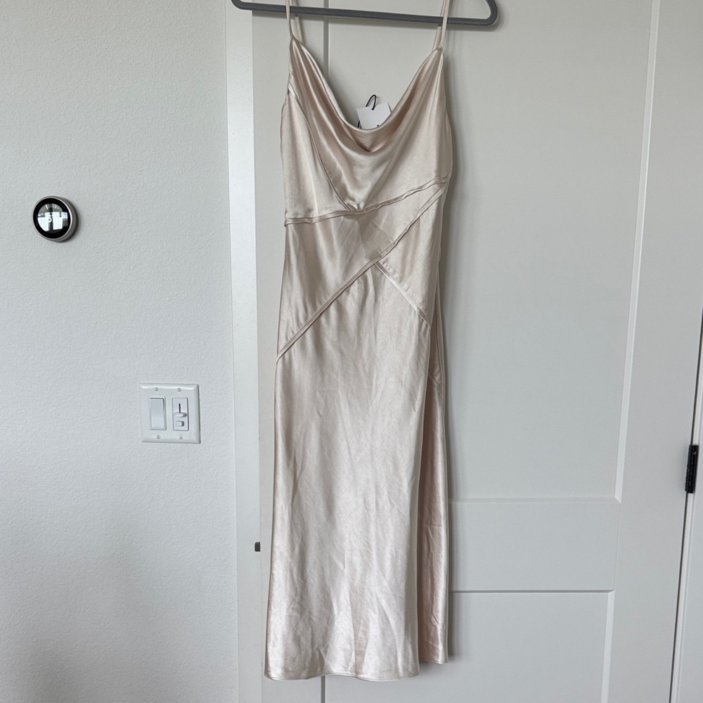 Vici NWT Elegant Cream Slip Dress in Champagne | Size Small